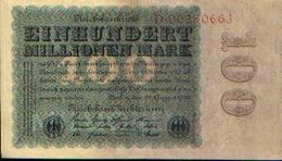 ALLEMAGNE  - Reichbanknote - 100.000.000 Mark - 22.08.1923 - 100000 Mark