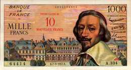 FRANCE 1000 FRANCS RICHELIEU SURCHARGE Du 7-3-1957 Pick 138  F 53/1  XF/SUP+ - 1955-1959 Aufdrucke Neue Francs