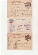 3 CARTES DIFFERENTES  AUX DRAPEAUX ECRITES- GUERRE- 1914-18 - Militares