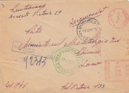 55325- AMOUNT 1.55, BUCHAREST, COOPERATIVE, RED MACHINE STAMPS ON REGISTERED COVER, 1952, ROMANIA - Brieven En Documenten