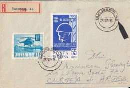 55327- HELICOPTER, ARMY DAY, STAMPS ON REGISTERED COVER, 1971, ROMANIA - Covers & Documents