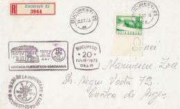 55328- ROMANIAN PHILATELISTS ASSOCIATION, SPECIAL POSTMARKS ON REGISTERED COVER, LANDSCAPE STAMP, 1973, ROMANIA - Lettres & Documents