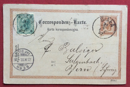 POLONIA CORRESPONDENZ KARTE  AUSTRIA  2 K  DA BIALA A BERN BERNA IN DATA 21/4/1892 - Brieven En Documenten