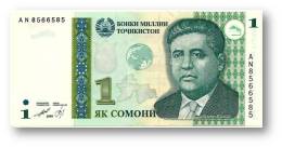 TAJIKISTAN - 1 Somoni - 1999 ( 2010 ) - Pick 14A - Globe GREEN - UNC - Serie  AN - National Bank Of Tajikistan - Tadjikistan