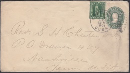 1899-EP-185 CUBA US OCCUPATION 1899 1c POSTAL STATIONERY USE 1901 CARDENAS TO NASHVILLE. - Covers & Documents