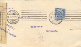 Brazil 1915 Cover To Netherlands With 200 Reis Diodoro And Wrapper Of French Military Censorship - Brieven En Documenten