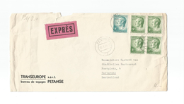 Luxembourg Scott # 427 (2 Horizontal Pairs), 429. Jean. Express Cover Petange To Karlsruhe Germany - Covers & Documents
