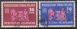 Federation Of Malaya, Malaysia Used 1963, 2v Freedom From Hunger. Food, Agriculture, Cow, Fish, Farm, - Federation Of Malaya