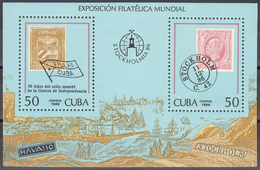 CUBA 1986, INTERNATIONAL PHILATELIC EXHIBITION In STOCKHOLM, STAMP On STAMP, MNH BLOCK With GOOD QUALITY, *** - Neufs