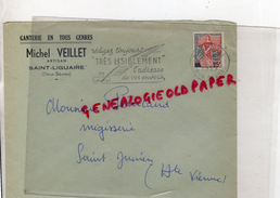 79 - SAINT LIGUAIRE - ENVELOPPE GANTERIE MICHEL VEILLET- ARTISAN - A M. PERUCAUD MEGISSERIE ST SAINT JUNIEN- 1953 GANTS - 1950 - ...