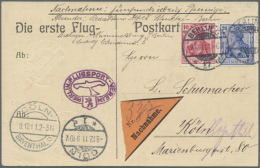 1911, "BERLIN-RUNDFLUG JOHANNISTHAL-SCHULZENDORF" Auf "Die 1. Flug-Postkarte" Mit Viol. Bestätigungsstempel... - Sonstige & Ohne Zuordnung