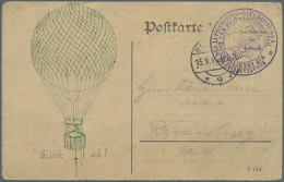 1916, Illustrierte Abwurfkarte Mit Ballon-Abb. Und Vordr. "In Bitterfeld Aufgestiegen Am 13.9.16, In Jüterborg... - Other & Unclassified