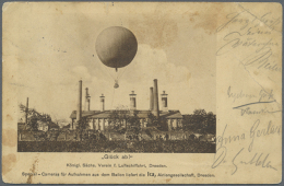 1913, DRESDEN / Kgl. Sächs. Verein Für Luftschiffahrt. Ballon WETTIN Abwurfkarte Mit übl. 5 Pf... - Other & Unclassified