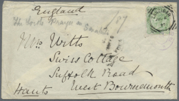 1887 Cover From Zanzibar To Bournemouth, England Via ADEN, Franked By 1886 QV 4a6p. Yellow-green Tied By Squared... - Sonstige & Ohne Zuordnung