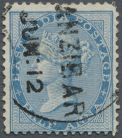 1865: Indian QV ½a. Blue (Die II, SG 76) Used In Zanzibar And Cancelled By "ZANZIBAR/JUN: 12" Cds (Type Z1),... - Other & Unclassified