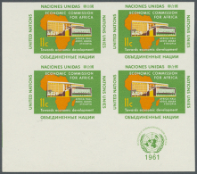 1961. Imperforate Corner Block Of 4 For The 11c Value Of The ECA Set Showing "Africa House, Addis Ababa, And Map".... - Sonstige & Ohne Zuordnung