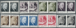 1970, Nicaragua. Complete Set (8 Values) "Franklin D. Roosevelt 1882-1945" In IMPERFORATE Horizontal Pairs. Mint,... - Other & Unclassified