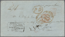 1847 Forwarded Cover From Boston To Paris Via Liverpool Bearing Red "FORWARDED BY HARNDEN & Co./BOSTON" Oval... - Other & Unclassified