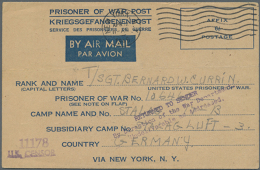 1944/1945, Five POW Airmail Lettersheets Used From New York To Germany Incl. Four On White Paper And One On Scarce... - Other & Unclassified