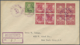 1929, U.S.Marines In Nicaragua, 2 C Valley Forge And 2 C Edison's Lamp, Each Block Of 4 Together With 1 C Green... - Other & Unclassified