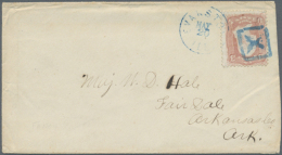 1861, Blue Fancy Cancel "Bird" On Cover From "EVANSTON MAY.20" With G. Washington 3 C. Rose, Crease (R) - Other & Unclassified