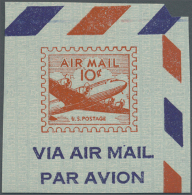 1951, Airletter 10c. Airplane With Printing In REDBROWN Instead Of Red (stamp Impression And Parts Of Border), Fine... - Other & Unclassified