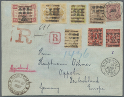 1897, 1 C. Type I On Red Revenue Resp. 4 C. Large Type On Red Revenue With Surcharges On Dowager: Seriffed 5 C., 8... - Sonstige & Ohne Zuordnung