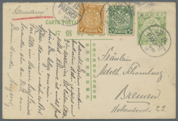 1912, Stationery Card 1 C. Green, Question Part, Uprated By 1 C. Ocre And 2 C. Green, Canc. "PAKHOI 8.11.12" To... - Sonstige & Ohne Zuordnung