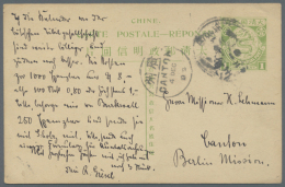 1912, Stationery Card 1 C. Green, Reply Part, Used From Fuitsu 30.11.12 To Canton With Arrival Mark 4.12.12. (R) - Sonstige & Ohne Zuordnung