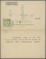 1908, Reply Postcard 1c/1c Dragon With Pre-printed Address And Message Of 'Club Concordia' In Shanghai, Used Within... - Sonstige & Ohne Zuordnung