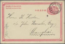 1897/98, Cards ICP And CIP Each Canc. By Clear "SHANGHAI LOCAL POST DATERS" Indicia "C" Resp. "F" Used Local,... - Sonstige & Ohne Zuordnung