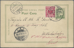 Chefoo, 1896, Stationy Card 1/2 C. Used As Form W. Germany 10 Pf. Tied "Imp. Navy Mail No. 6 16 9 96" To Germany... - Sonstige & Ohne Zuordnung