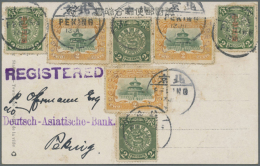 1908/12, "2 Cent Card": Kuang Hsu 2 C. (3) With Coiling Dragon 2 C. Green (2) And 2. C. Green Ovpt. "China... - Otros & Sin Clasificación