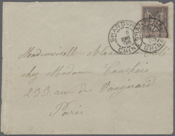1894, Dowager 3 Ca. Tied Blue Seal "Tientsin" To Reverse Of Small Envelope (file Bend At Left) W. Blue Customs... - Otros & Sin Clasificación