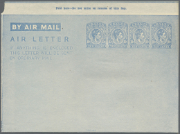 1946, AIR LETTER KGVI 10c. Four Impressions In Ultramarine On White Paper Fine And Fresh Unused, Scarce Item!... - Sri Lanka (Ceylon) (1948-...)