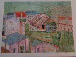 La Maison De Berlioz.D'après Maurice Utrillo.La Feuille :450 X 320 Mm.Acrylique Sur Papier Par Debeaupuis.1980 - Acrilici