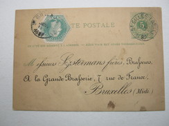 1882 , 25 C. Telegrapf , Carte Postale  St. Gilles - 1869-1888 León Acostado