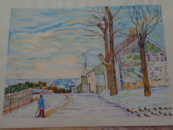 Temps De Neige à Veneux-Nadon.D'après Alfred Sisley. La Feuille:500 X 325 Mm.Acrylique Sur Papier Par Debeaupuis.1968 - Acrylic Resins