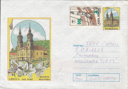 55523- LIPOVA MARIA RADNA MONASTERY, ARCHITECTURE, COVER STATIONERY, GYMNASTICS OVERPRINT STAMP, 1998, ROMANIA - Abbazie E Monasteri