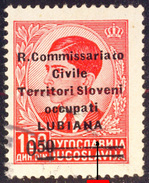 YUGOSLAVIA - ITALIA - SLOVENIA - LUBIANA - R. COMMISSARIATO SOP. - ERRORE Tratto Vertic.manca - Sas 41d - Used - 1941 - Occ. Allemande: Lubiana