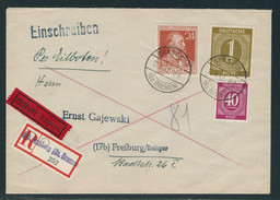 Einschr.-Eilboten-Fernbrief Bis 20g Portorichtig, MiNr. 929+937+963 Von GRASBERG (Bz.BREMEN) 17.4.48 8-9 Nach FREIBURG - Lettres & Documents