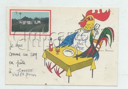 Cesson (77) : L'école De Vert-Saint-Denis Avec Illustration Coq Au Restaurant En 1966 (animée) GF. - Cesson