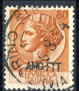 Trieste Zona A 1953 - 54 N. 176 L. 80 Bruno Arancio Usato Cat. € 25 - Used