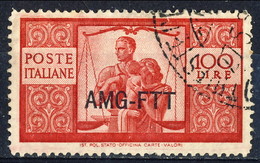 Trieste Zona A 1949 - 50 N. 67 L. 100  Carminio Serie Democratica Usato Cat. € 40 - Oblitérés