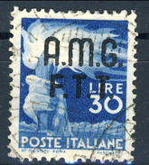 Trieste Zona A 1947 - 48 N. 15 L. 30 Azzurro Usato Cat. € 25 - Afgestempeld