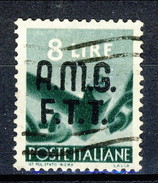 Trieste Zona A 1947 - 48 N. 9 L. 8 Verde Scuro Usato Cat. € 15 - Oblitérés