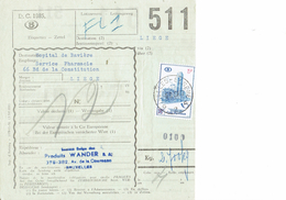 BELGIUM 1957 - BORDEREAU COLIS POSTEAUX  AVEC TIMBRE COLIS P. 19 (EX 18) F. NR 511  DE BRUXELLES A LIEGE AUG 6,1957 DE P - Reisgoedzegels [BA]