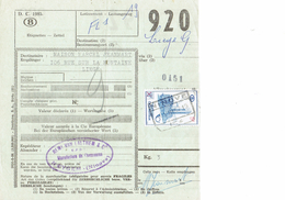 BELGIUM 1957 - BORDEREAU COLIS POSTEAUX  AVEC TIMBRE COLIS P. 19 (EX 18) F. NR920  DE NINOVE NEYGEM  A LIEGE AUG 6,1957 - Reisgoedzegels [BA]