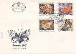 Yougoslavie - Année 1986 - Lettre/Papillons Divers - YT 2048/2051 - Lettres & Documents