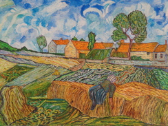 La Ferme Du Père Eloi,Auvers.D'après Van Gogh .la Feuille:500 X 324 Mm.Acrylique Sur Papier Par Debeaupuis.1969 - Acryliques